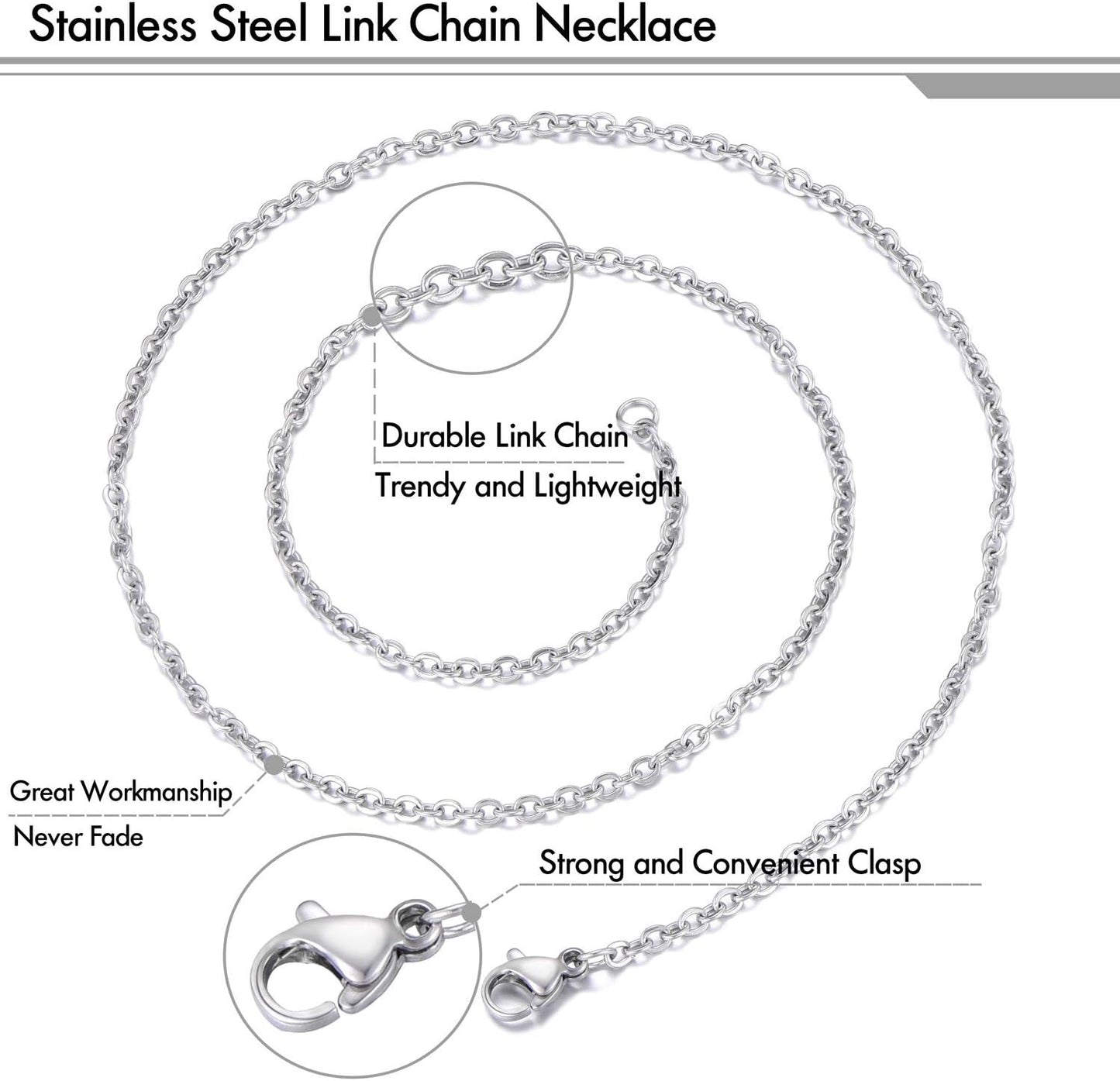 18 Inch Necklace Chain Stainless Steel Link Cable Chain Necklace