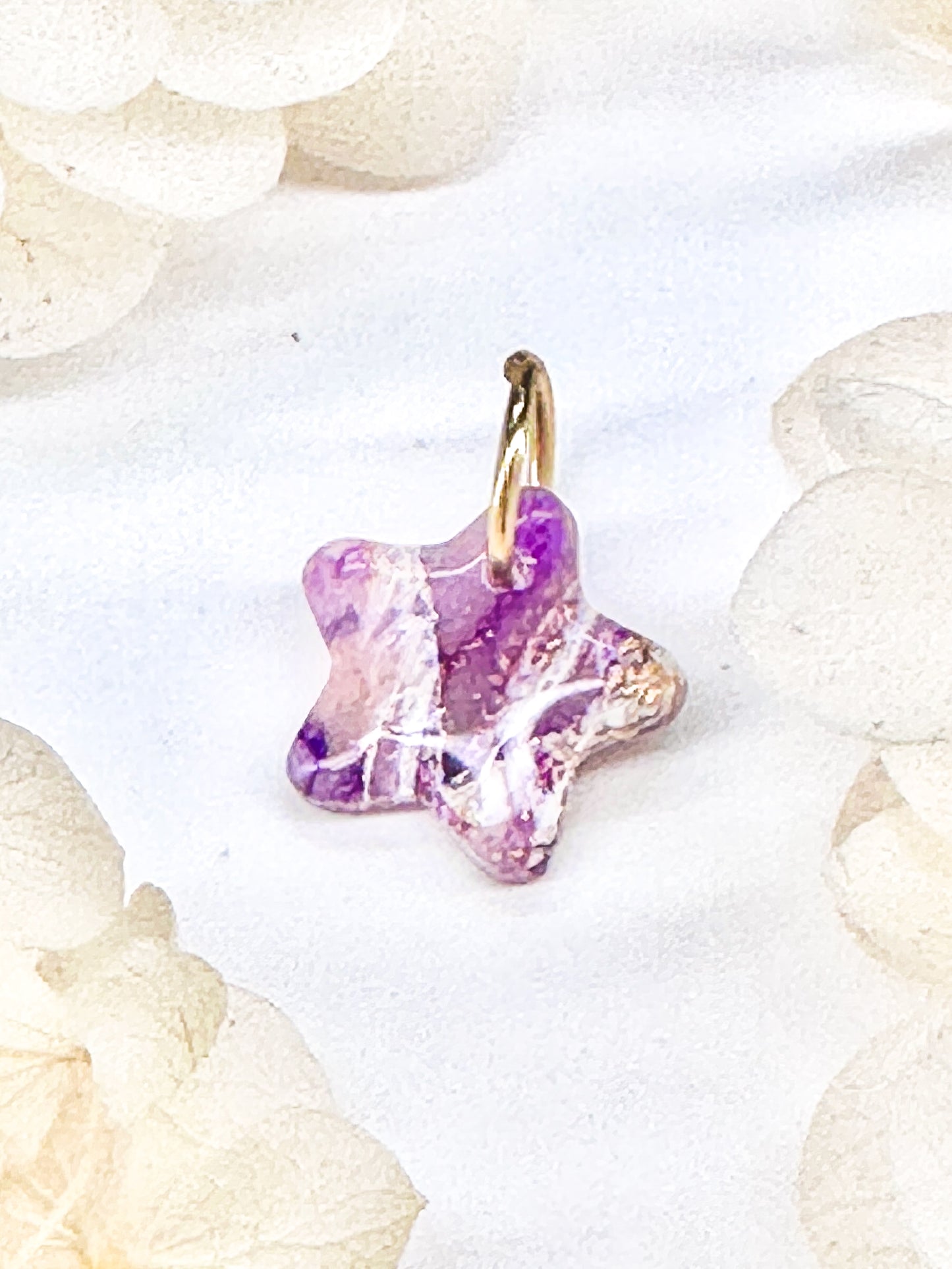 Mini Star Charm – Purple Marble with Gold Flakes