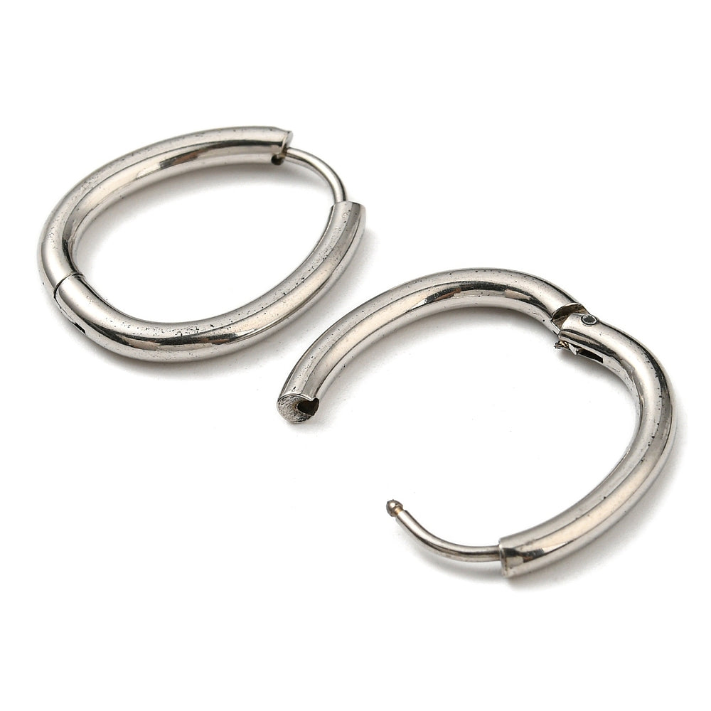 Tarnish-Resistant Stainless Steel Teardrop Hoop Earrings - SILVER