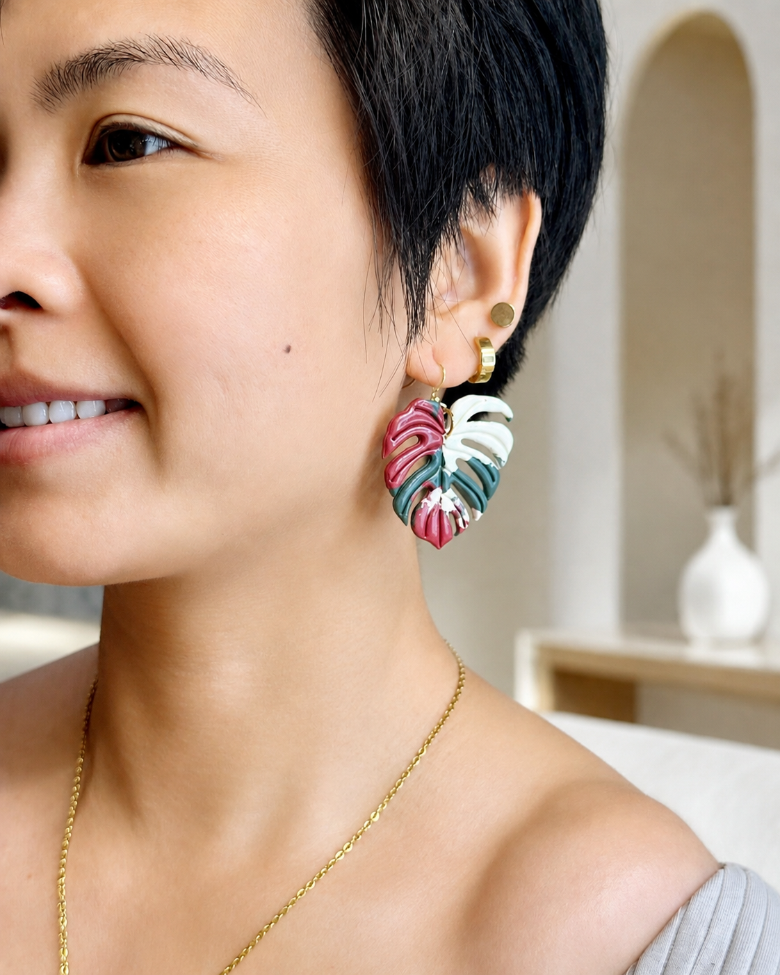 Velvet Mirage Monstera Earrings | September Exclusive Design