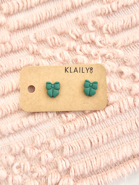 Teal Bow Studs