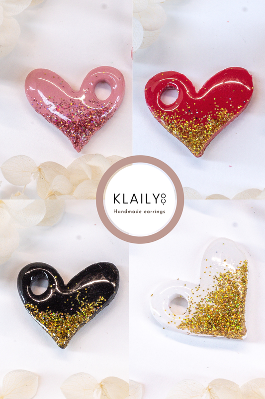 Bundle of 4 Heart Charms with Hoops