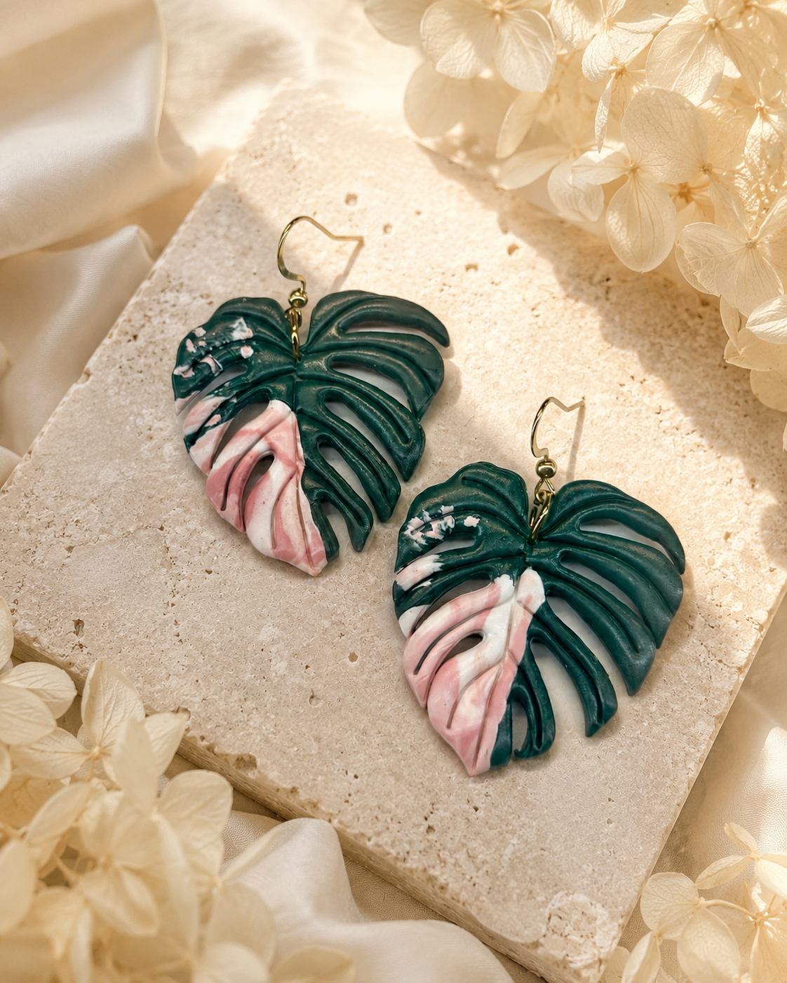 Pink Static Monstera Earrings | September Exclusive Design