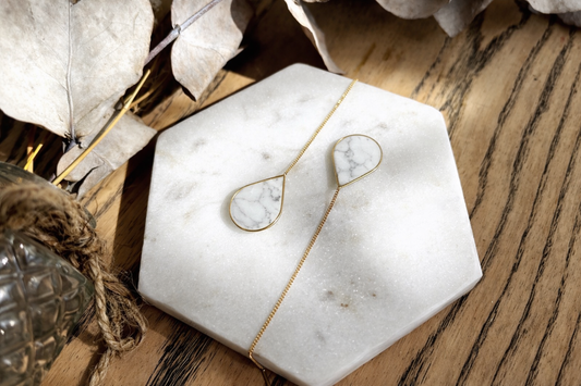 Bạch Nguyên - White Howlite Marble Gold Threader - Klaily