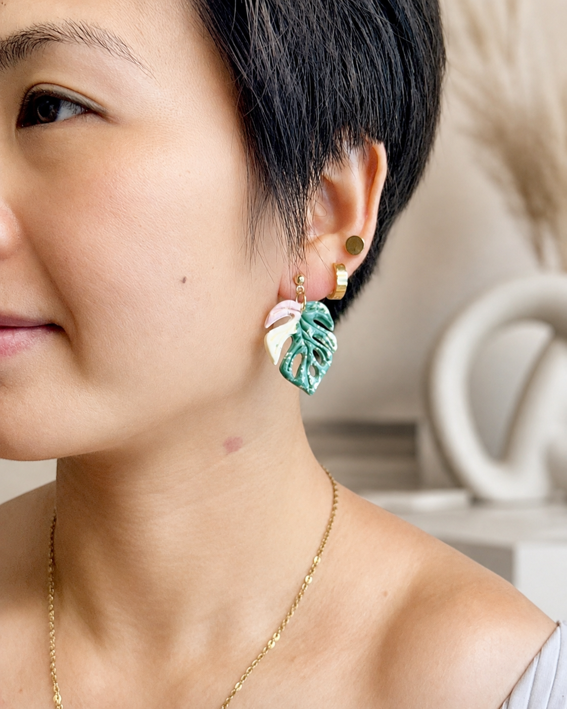 Moonmilk Monstera Earrings | September Exclusive Design