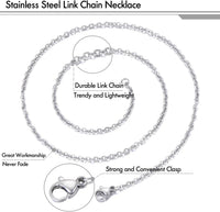 18 Inch Necklace Chain Stainless Steel Link Cable Chain Necklace - Klaily