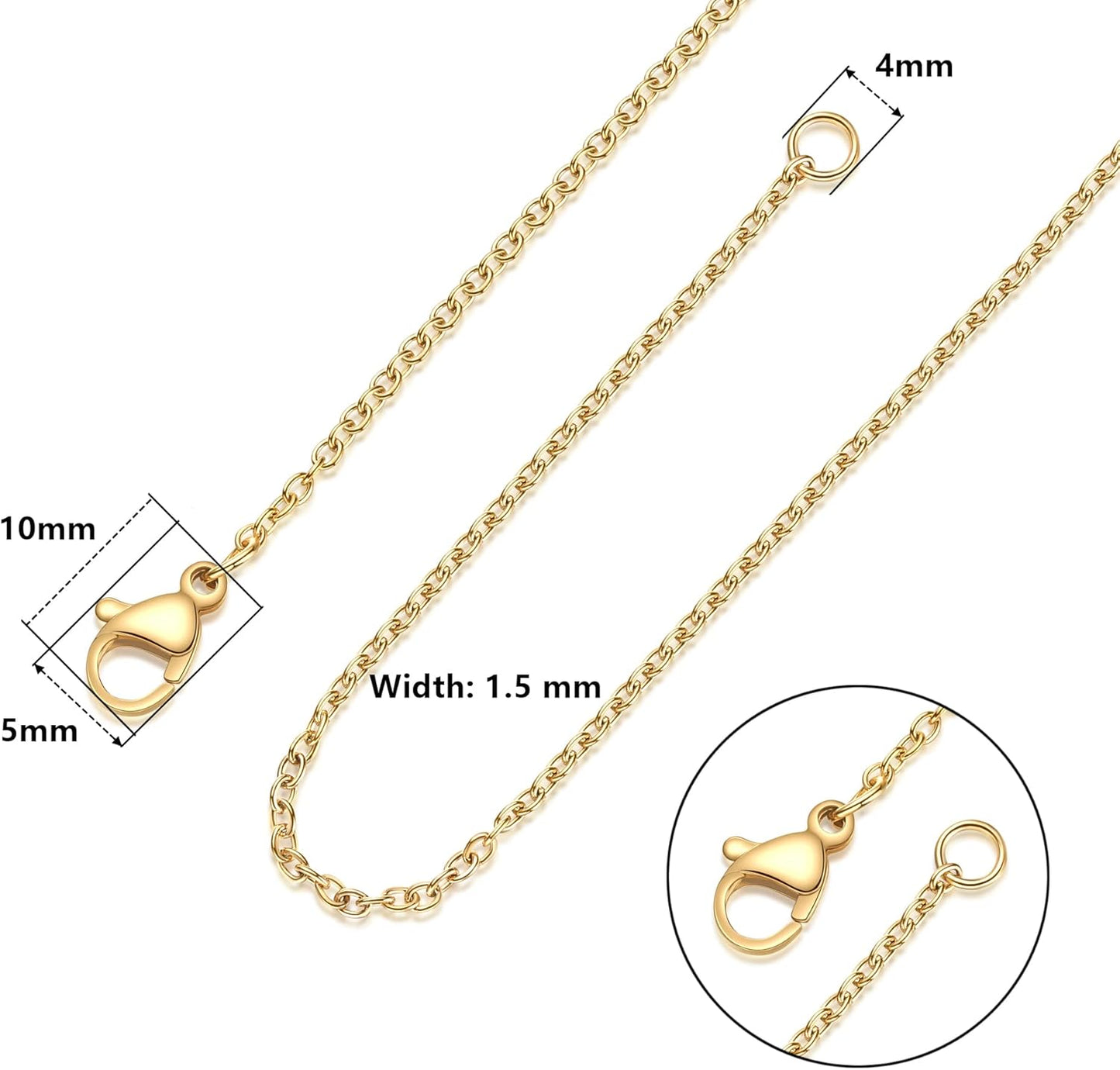 Gold-Plated Stainless Steel Necklace Chain – 1.5mm, 18″
