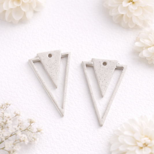 Ivory Speckled Geometric Charm - Klaily