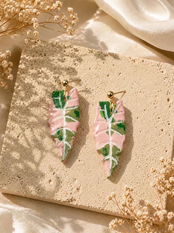 Sanderiana Bull Pink Alocasia Earrings