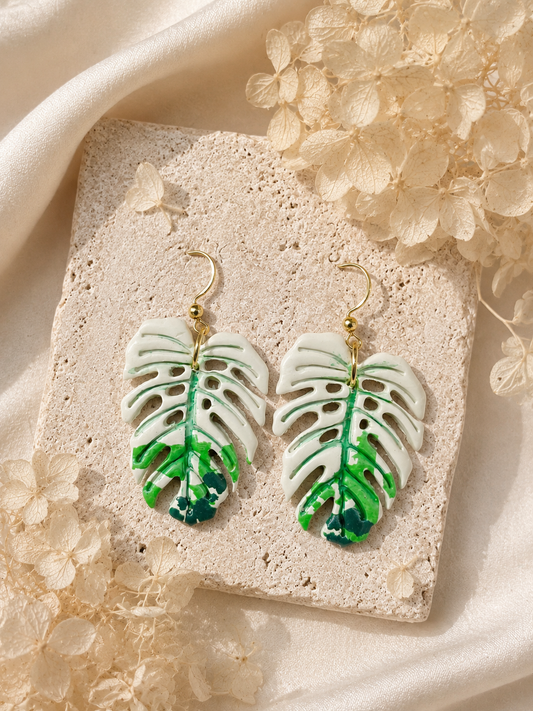 Monstera White Devil Earrings