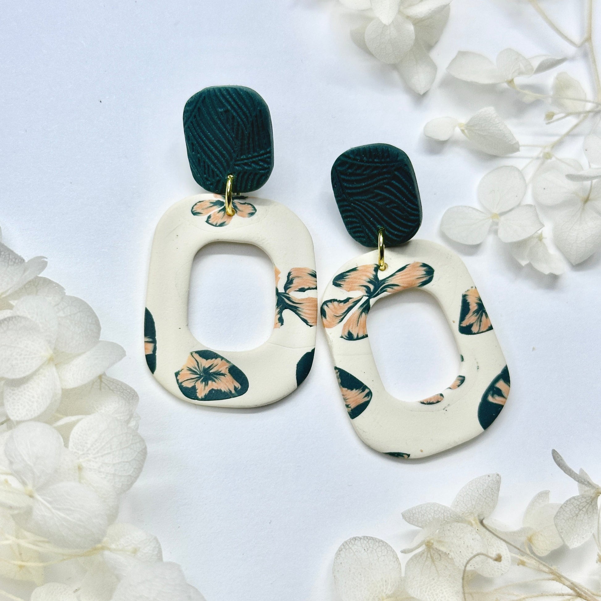 Rustic Meadow Blooms – handmade polymer clay earrings by Klaily