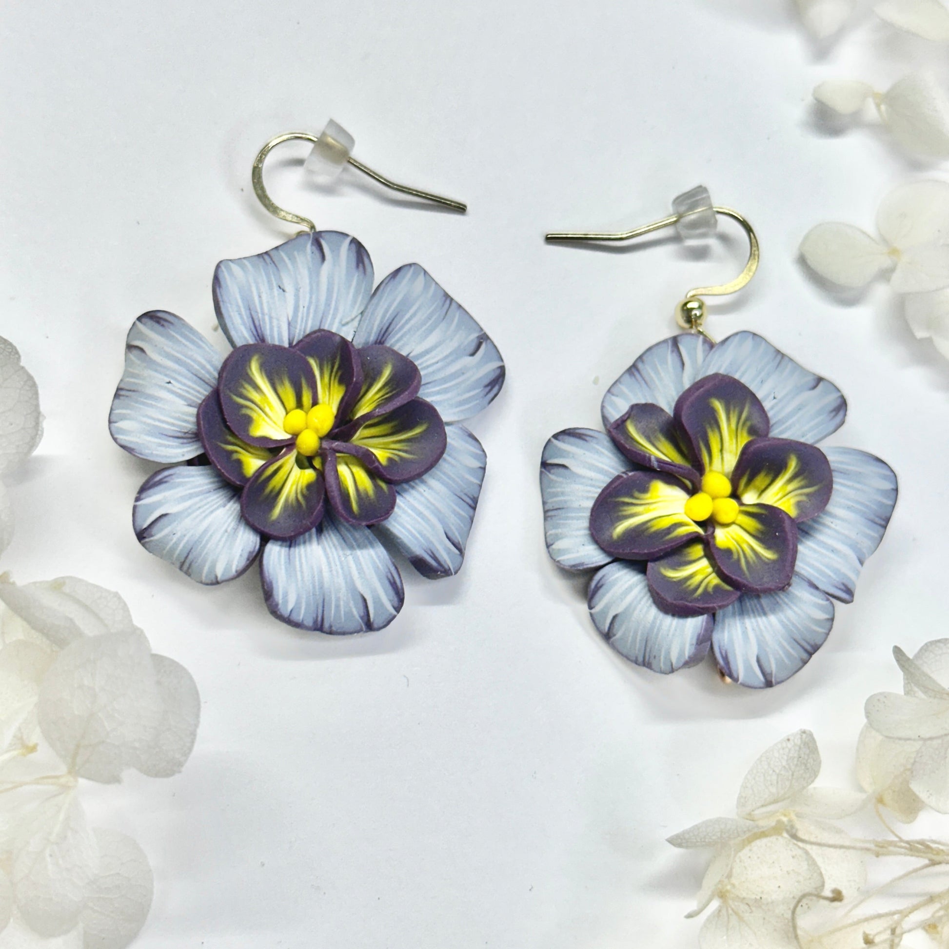 Clay Whisper Bloom – handmade polymer clay earrings by Klaily