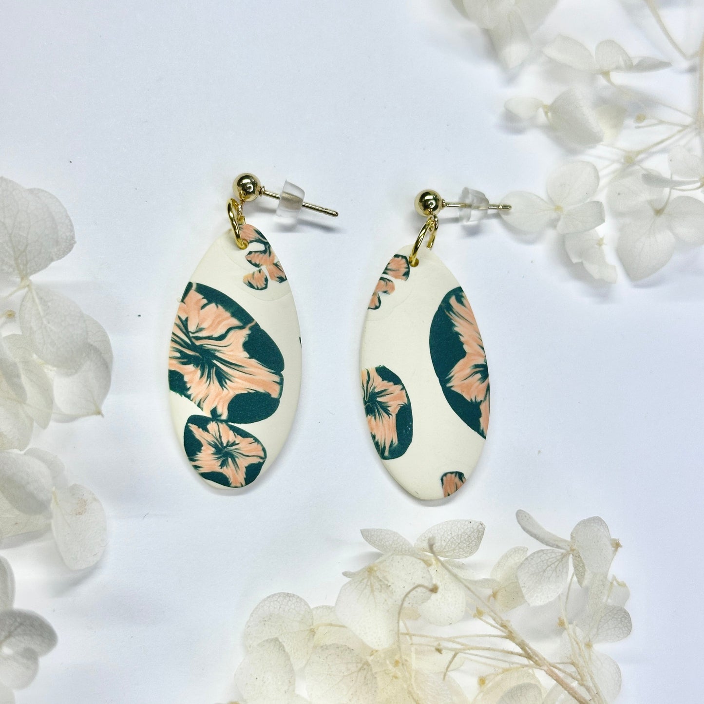 Rosewood Fields – handmade polymer clay earrings by Klaily