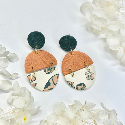 Velvet Fern Arches – handmade polymer clay earrings by Klaily