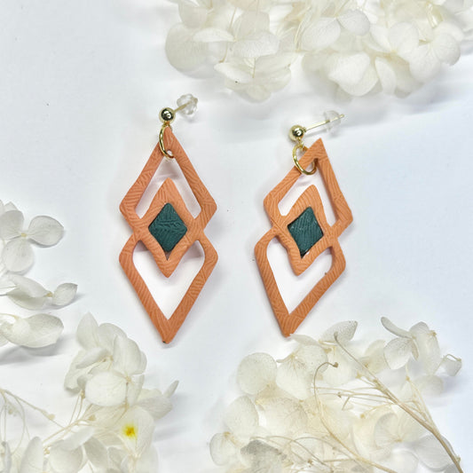 Amber Oak Dangles – handmade polymer clay earrings by Klaily