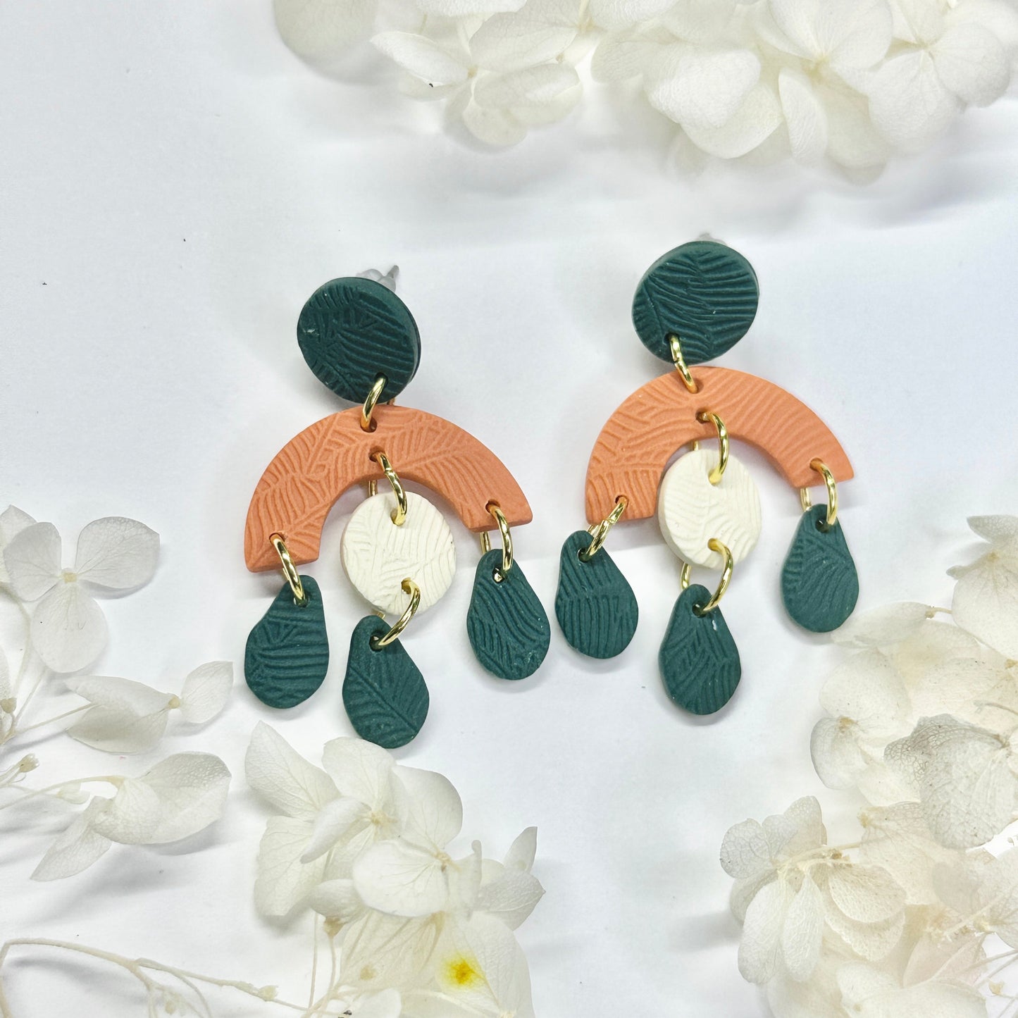 Dusky Petal Path – handmade polymer clay earrings by Klaily