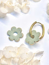 Sage Flower Charms with Gold Rim