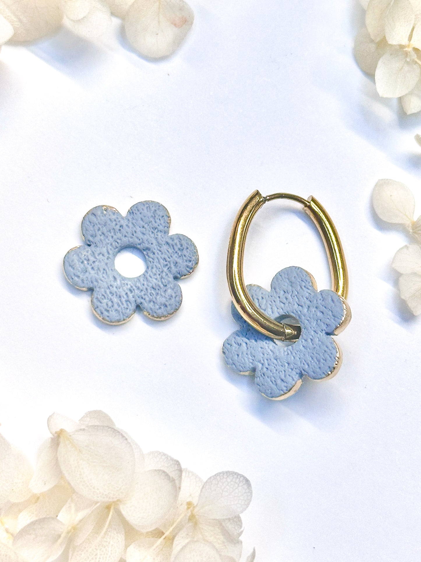 Blue Flower Charms with Gold Rim
