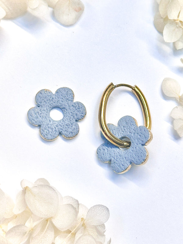 Blue Flower Charms with Gold Rim - Klaily