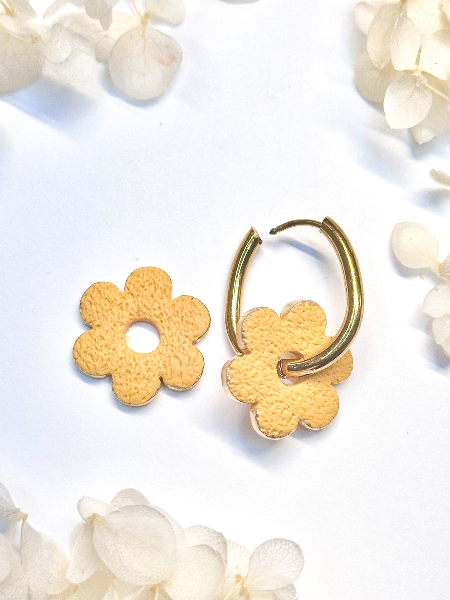 Yellow Flower Charms with Gold Rim