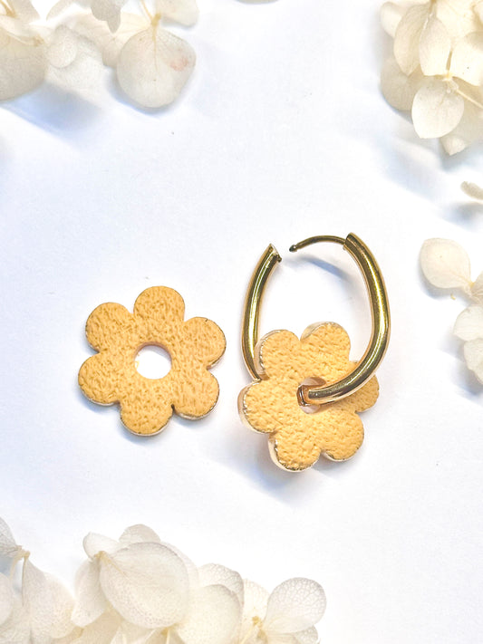 Yellow Flower Charms with Gold Rim