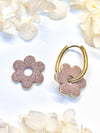 Brown Flower Charms with Gold Rim