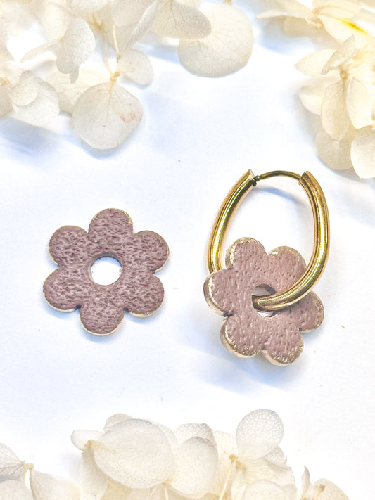 Brown Flower Charms with Gold Rim