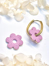 Purple Flower Charms with Gold Rim