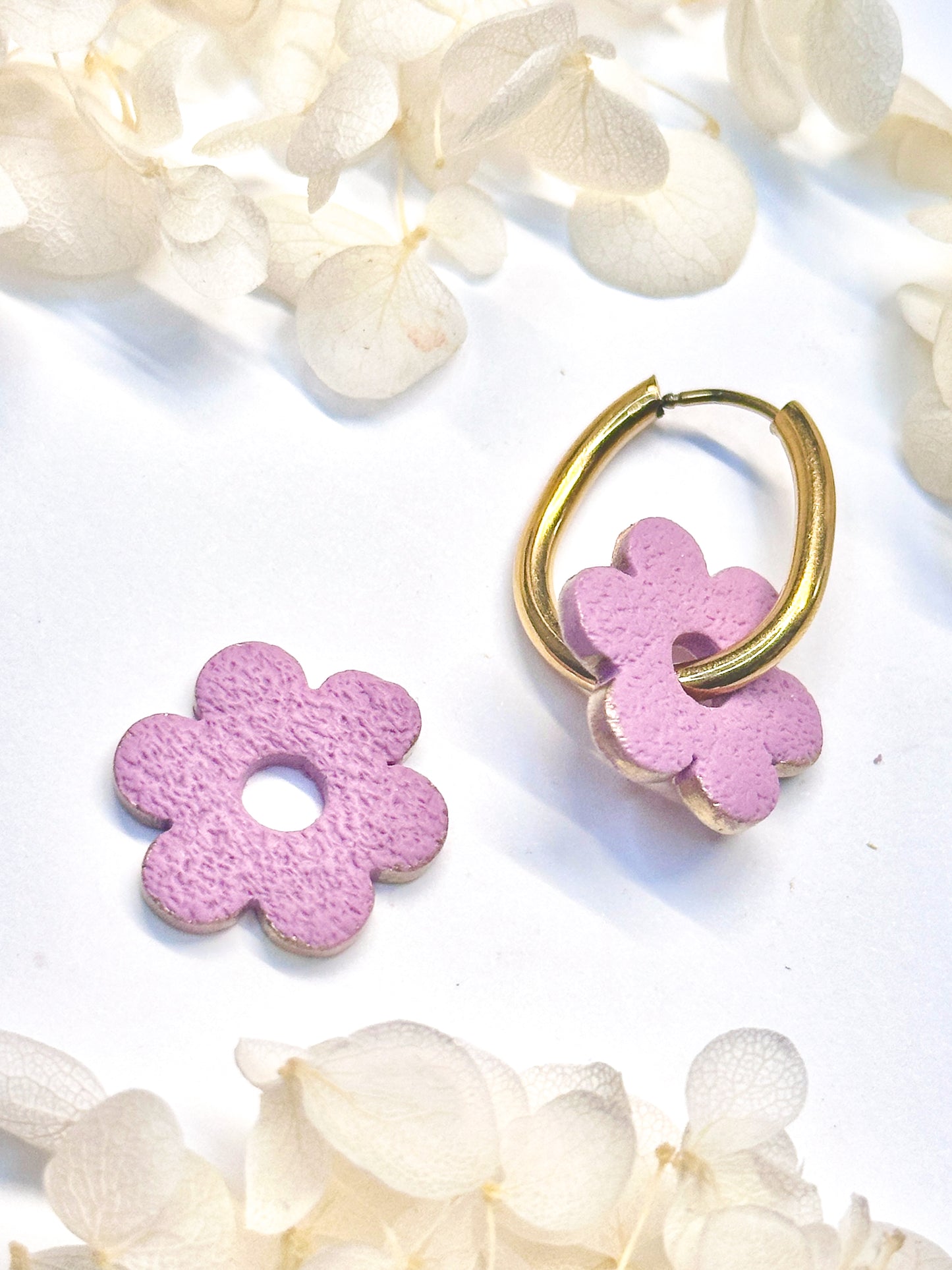 Purple Flower Charms with Gold Rim
