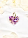 Mini Heart Charm – Purple Marble with Gold Flakes