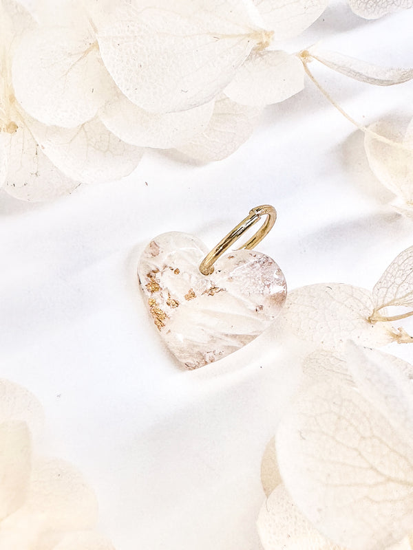 Mini Heart Charm – White Marble with Gold Flakes - Klaily