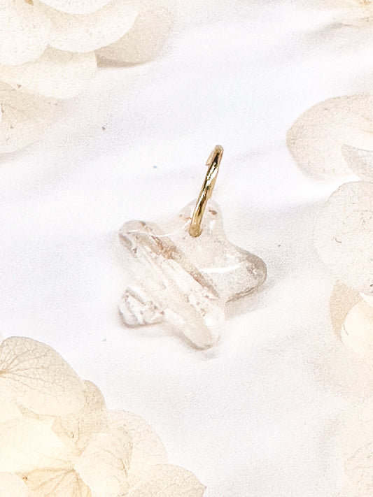 Mini Star Charm – White Marble with Gold Flakes