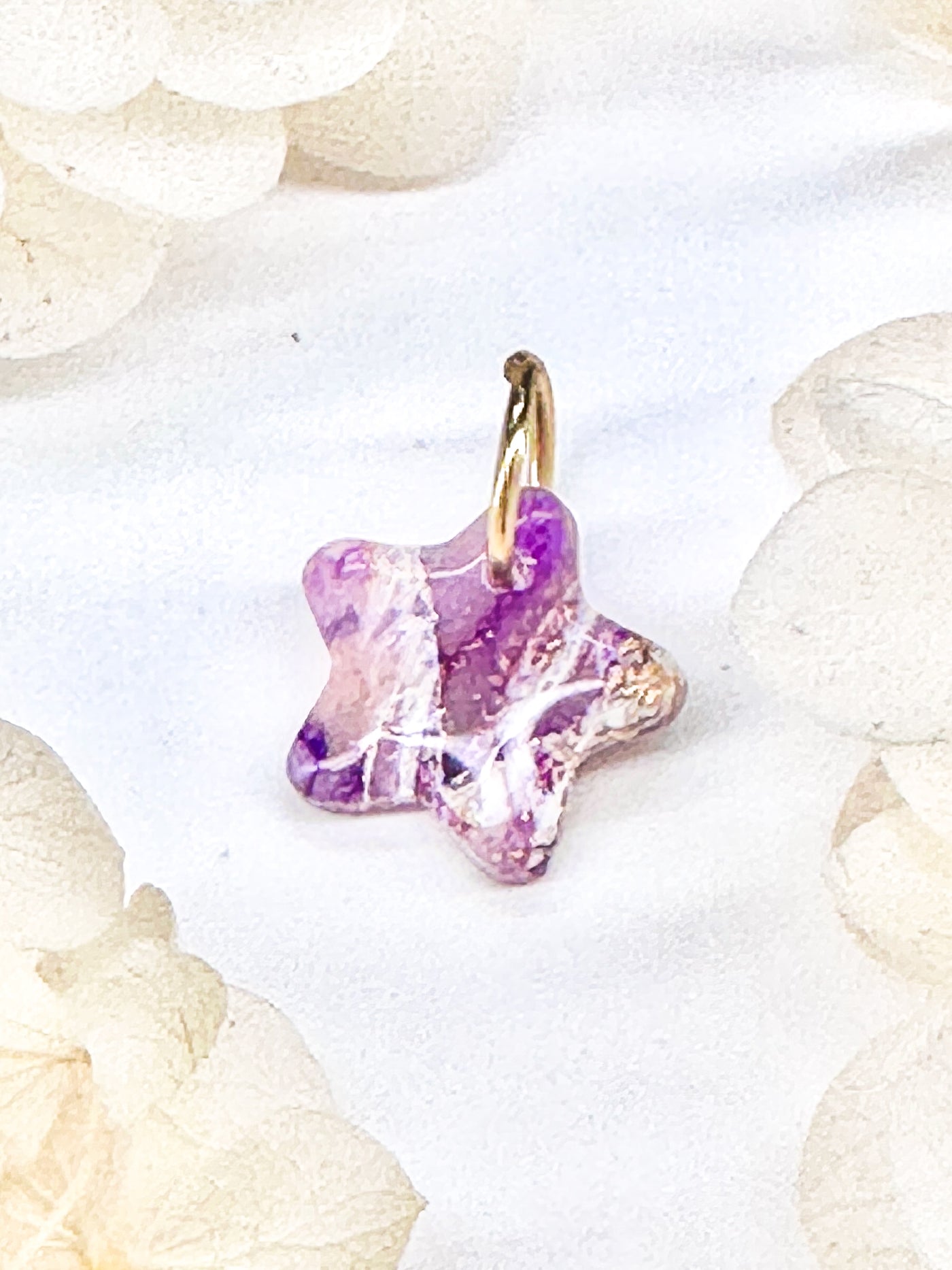 Mini Star Charm – Purple Marble with Gold Flakes - Klaily