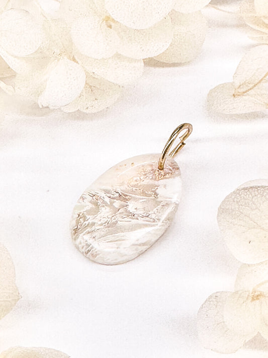 Mini Gem Charm – White Marble with Gold Flakes