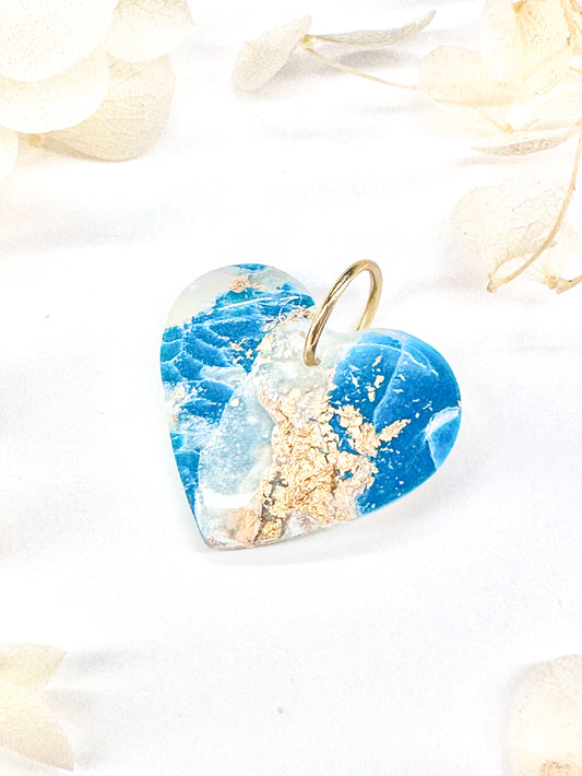 Heart Charm – Emerald Marble with Gold Flakes
