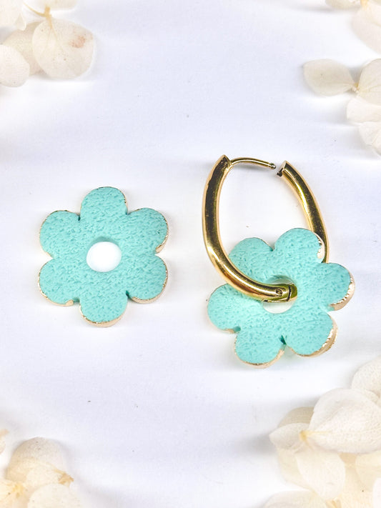 Turquoise Flower Charms with Gold Rim