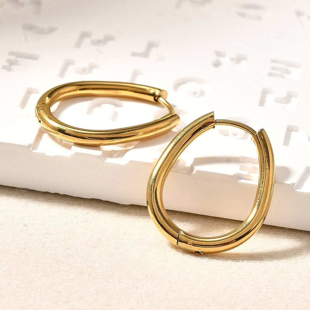Tarnish-Resistant Stainless Steel Teardrop Hoop Earrings - GOLD - Klaily