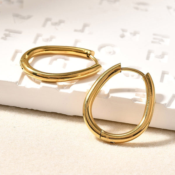 Tarnish-Resistant Stainless Steel Teardrop Hoop Earrings - GOLD - Klaily