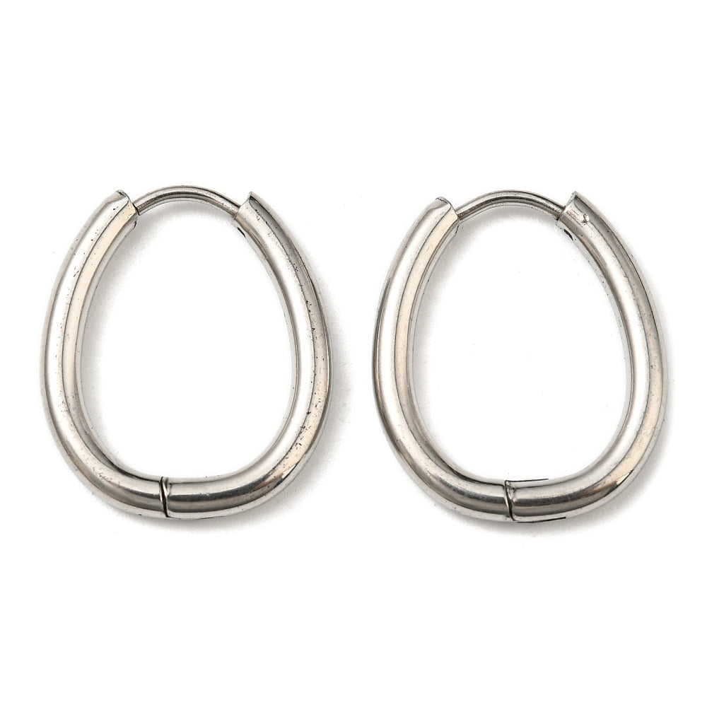 Tarnish-Resistant Stainless Steel Teardrop Hoop Earrings - SILVER
