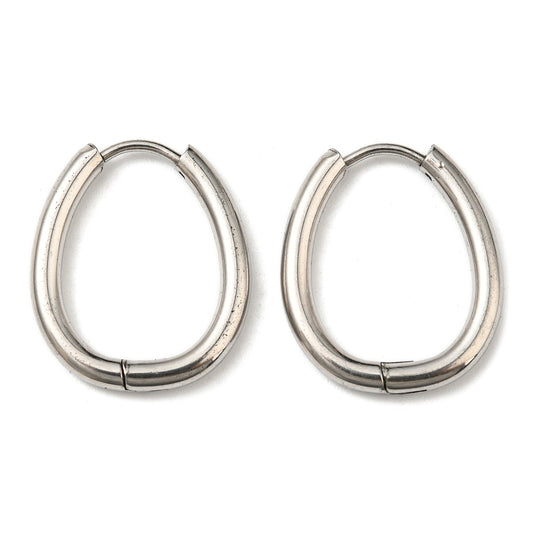 Tarnish-Resistant Stainless Steel Teardrop Hoop Earrings - SILVER