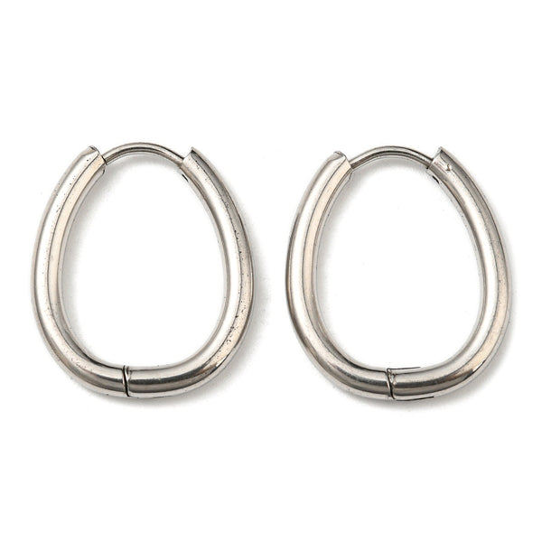 Tarnish-Resistant Stainless Steel Teardrop Hoop Earrings - SILVER - Klaily