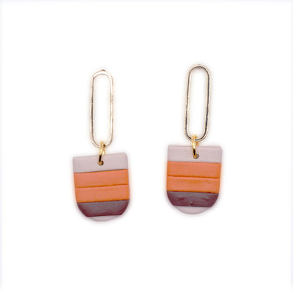 Minimalist Striped Dangle Earrings | Polymer Clay Geometric Earrings