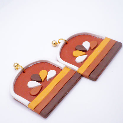 Abstract Turkey Earrings | Thanksgiving Polymer Clay Dangles | Handmade Polymer Clay Dangle Earrings | Autumn Floral Turkey Earrings