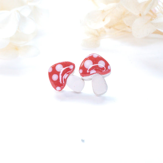 Mini Mushroom Studs – Red & White Toadstool