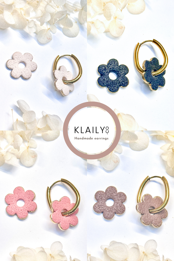 Bundle of 4 Flower Charms (with hoops) - Klaily